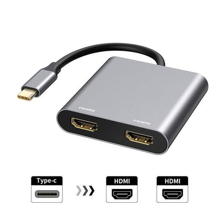 USB C to Dual HDMI Adapter 4K@30Hz Splitter for 2 Monitors Laptop