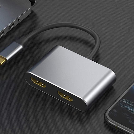 USB C to Dual HDMI Adapter 4K@30Hz Splitter for 2 Monitors Laptop