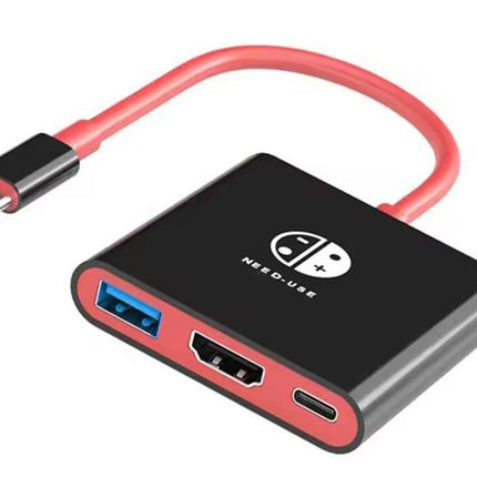 3-in-1 Portable TV Dock with 4K HDMI USB 3.0 100W Travel Adapter Dock for Nintendo Switch OLED TV Docking Station -Black&Red