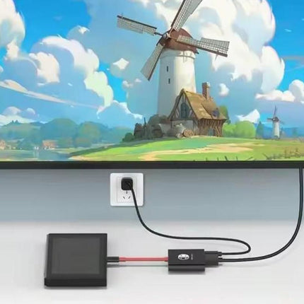 3-in-1 Portable TV Dock with 4K HDMI USB 3.0 100W Travel Adapter Dock for Nintendo Switch OLED TV Docking Station -Black&Red