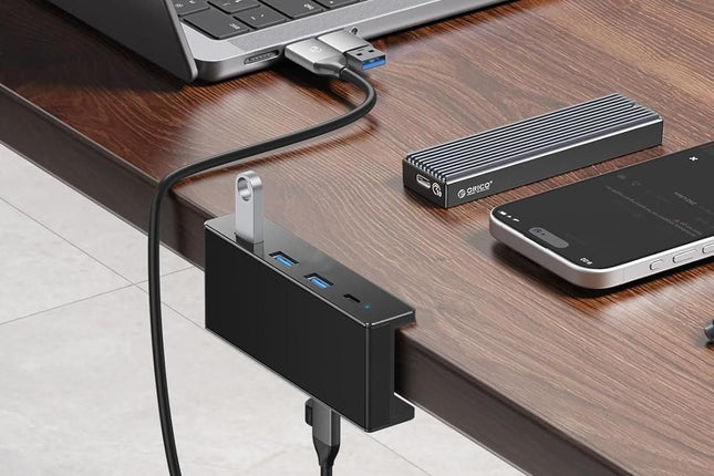 USB Hub 3.0 Aluminum 4-Port USB Adapter with 3 USB-A Data Ports for Monitors Desks – product detail