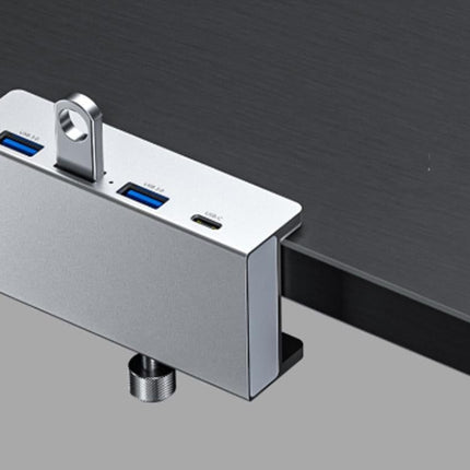 USB Hub 3.0 Aluminum 4-Port USB Adapter with 3 USB-A Data Ports for Monitors Desks - Silver
