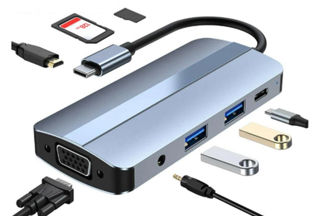8-in-1 Docking Station Type-C to HDMI Multi-Display USB-C Hub PD 100W V1263-JX-6337