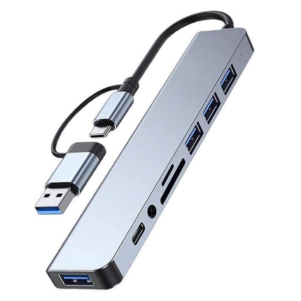 Multifunction Splitter Docking Hub 8 In 1 USB-C And USB-3.0 HUB Multiport Adapter for Laptop Tablet Devices