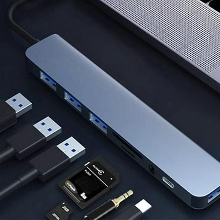 Multifunction Splitter Docking Hub 8 In 1 USB-C And USB-3.0 HUB Multiport Adapter for Laptop Tablet Devices