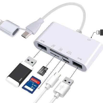 5 in 1 USB-C SD Card Reader USB-C to Memory Card OTG Adapter For iPhone iPad