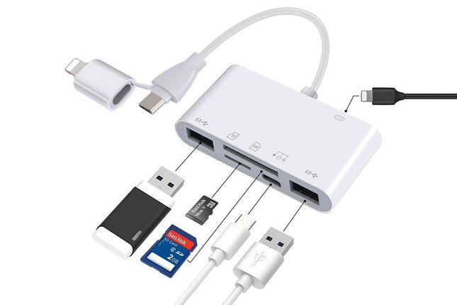 5 in 1 USB-C SD Card Reader USB-C to Memory Card OTG Adapter For iPhone iPad V1263-JX-6347