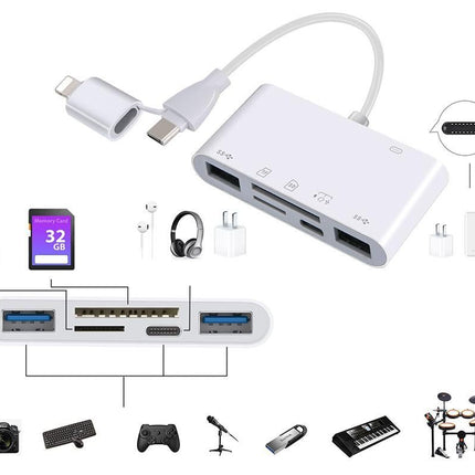 5 in 1 USB-C SD Card Reader USB-C to Memory Card OTG Adapter For iPhone iPad
