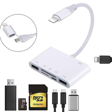 5 in 1 USB-C SD Card Reader USB-C to Memory Card OTG Adapter For iPhone iPad