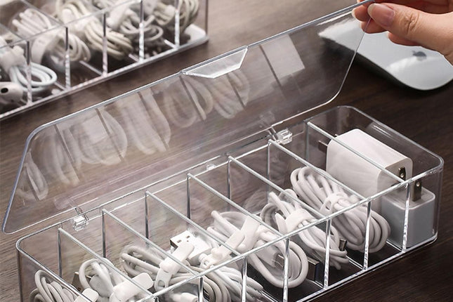 Cable Organizer Storage Box Desktop Power Cord Organizer with 7 Compartments for Office – product detail