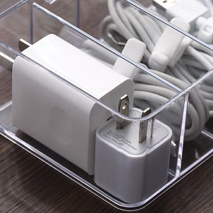Cable Organizer Storage Box Desktop Power Cord Organizer with 7 Compartments for Office
