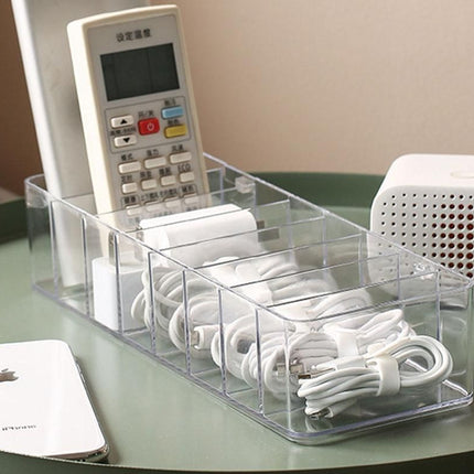 Cable Organizer Storage Box Desktop Power Cord Organizer with 7 Compartments for Office