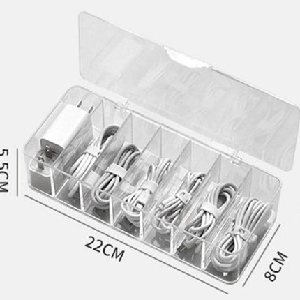 Cable Organizer Storage Box Desktop Power Cord Organizer with 7 Compartments for Office
