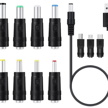 USB to DC 5V Charging Cable Power Cord 5.5x2.1mm with 11 Interchangeable Connectors