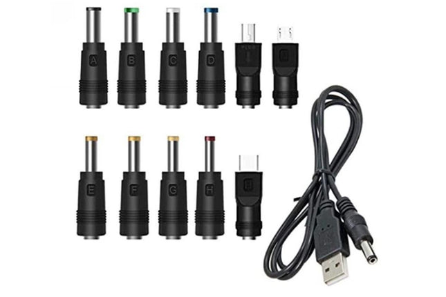 USB to DC 5V Charging Cable Power Cord 5.5x2.1mm with 11 Interchangeable Connectors – product detail