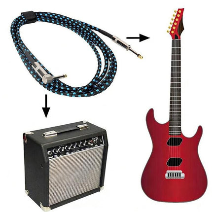 3m Electric Guitar Cord Cable 6.35mm Jacks For Amp Pedals Instrument