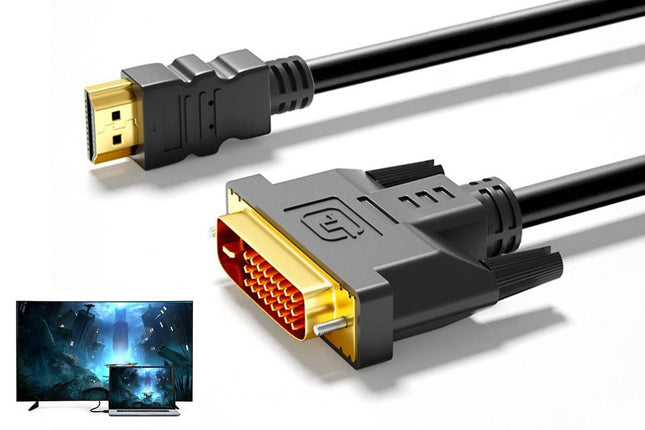 HDMI to DVI-D 24 Plus 1 Pin Digital Cable Lead for HDTV PS3 PS4 Switch 360 TV