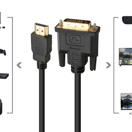 HDMI to DVI-D 24+1 Pin Digital Cable Lead for HDTV PS3 PS4 Switch 360 TV - 1.5m