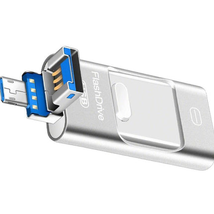 128GB Flash Drive 3 in 1 USB 3.0 Type C External Storage Device for iPhone iPad Android Phone and Computer - Silver