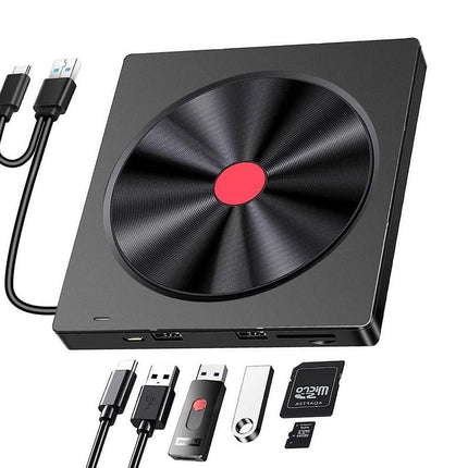5 in 2 Computer External CD DVD Drive USB 3.0 Portable Optical Drive Burner for Windows Mac Linux