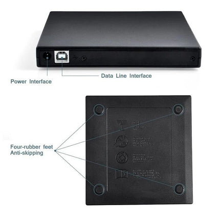 USB 2.0 Slim Protable External CD-RW Drive Writer Player for Laptop Notebook PC Desktop Computer -Black