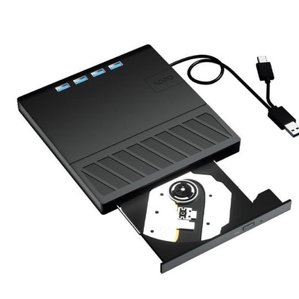 USB 3.0 & Type-C External DVD Drive with 7-in-1 Function - CD/DVD Burner & Card Reader for Laptop
