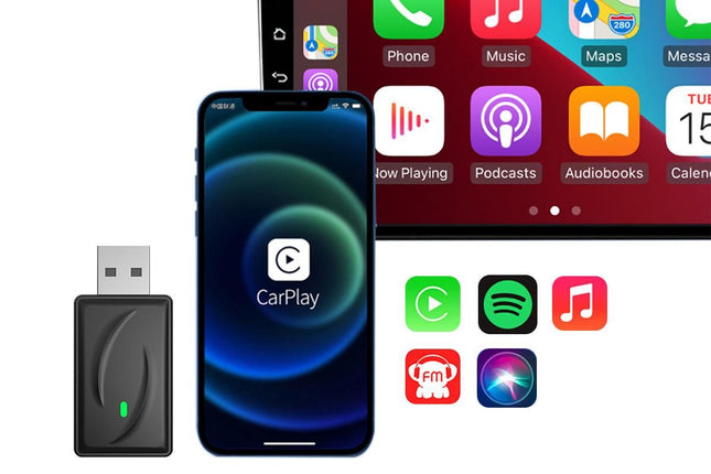 Wireless Adapter Auto Connect USB Dongle Compatible with Wired Carplay Android 2 in 1 Carplay Android Auto