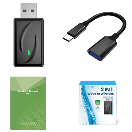 Wireless Adapter Auto Connect USB Dongle Compatible with Wired Carplay Android 2 in 1 Carplay Android Auto Plug and Play