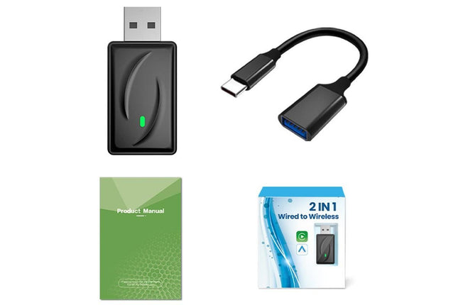 Wireless Adapter Auto Connect USB Dongle Compatible with Wired Carplay Android 2 in 1 Carplay Android Auto – product detail