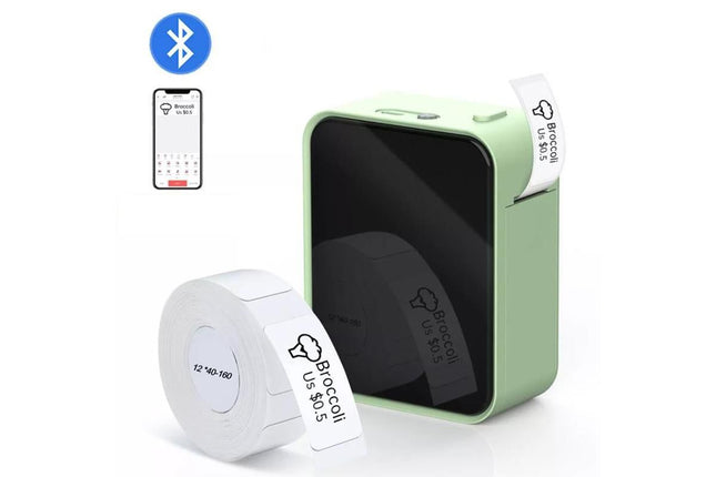 Bluetooth Label Maker Machine Wireless Thermal Label Printer Sticker Printer -Green V1263-JX-6377