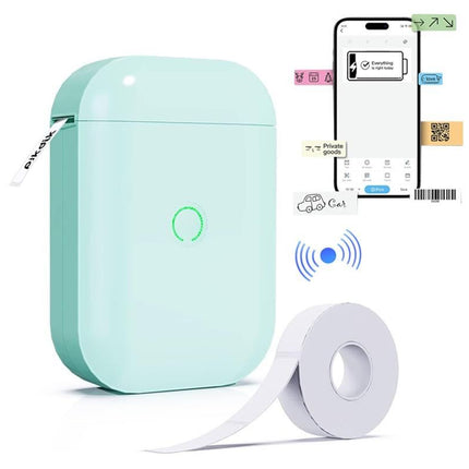 Wireless Bluetooth Label Maker Machine with Label Tape Mini Sticker Maker-Green