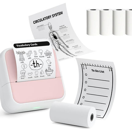 Mini Sticker Printer Portable Bluetooth Thermal Printer for Photo Notes Gift - Pink