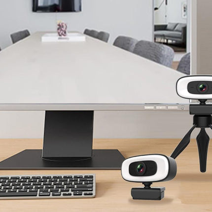 4K Webcam with Ring Light Built in Microphone and Tripod for Video Conferencing