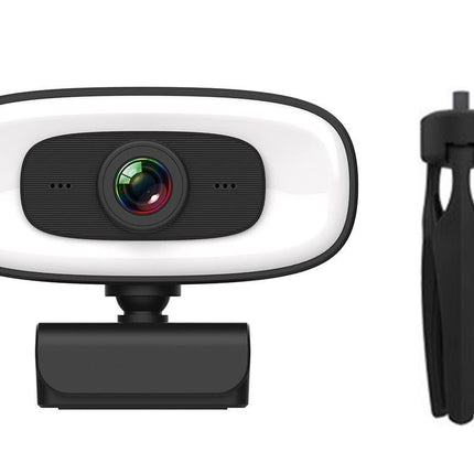 4K Webcam with Ring Light Built in Microphone and Tripod for Video Conferencing