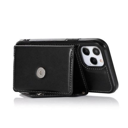 PU Leather Crossbody Phone Case Cover Wallet Card Holder for iPhone 13 Series -Black /iPhone13 6.1