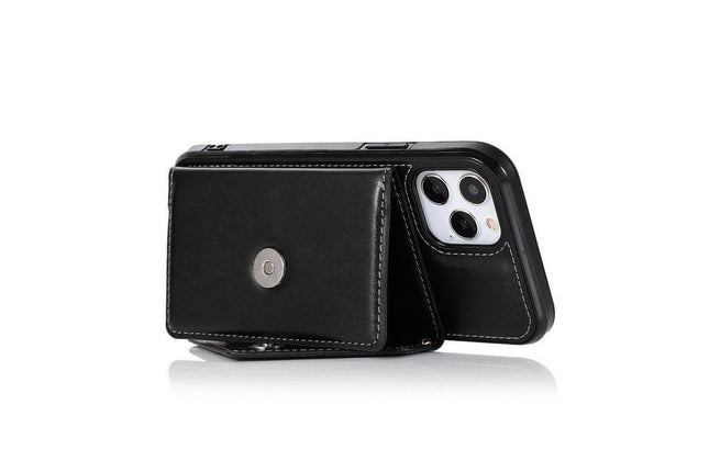 PU Leather Crossbody Phone Case Cover Wallet Card Holder for iPhone 13 Series -Black/iPhone13 6.1 – product detail