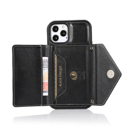 PU Leather Crossbody Phone Case Cover Wallet Card Holder for iPhone 13 Series -Black /iPhone13 6.1