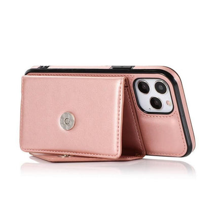 PU Leather Crossbody Phone Case Cover Wallet Card Holder for iPhone 13 Series -Rose Gold /iPhone13 Pro Max