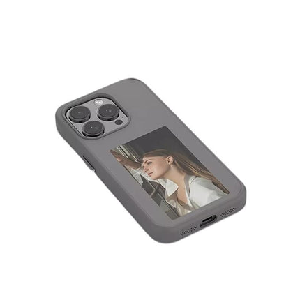 NFC E-Ink Smart Cover iPhone Ink Screen Display Digital DIY Custom Picture Phone Case -Grey /iPhone 15 Pro Max