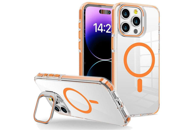 For iPhone 16 Series Phone Case with Stand Full Body Case -Orange/iPhone 16 Pro Max V1263-JX-6450-1