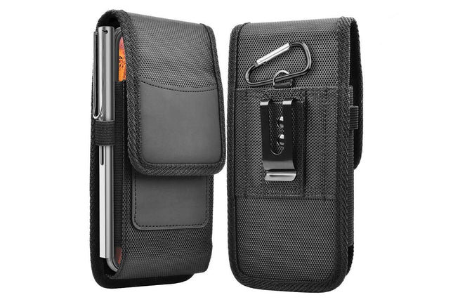 2Pcs Universal Black Oxford Cloth Phone Waist Pouch with Belt Clip and Card Holder Compatible with Most – product detail