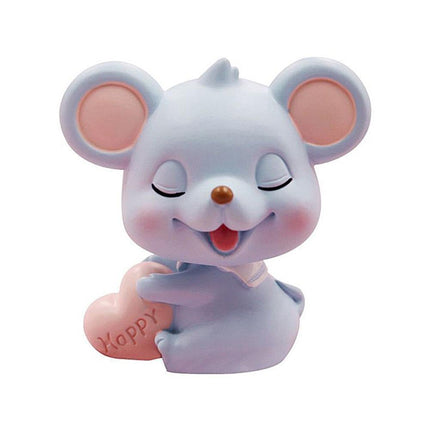 Resin Cartoon Nodding Mouse Car Dashboard Bedside Ornament 2020 New Year Gift-Blue