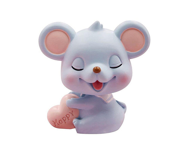 Resin Cartoon Nodding Mouse Car Dashboard Bedside Ornament 2020 New Year Gift-Blue V1263-JX-657