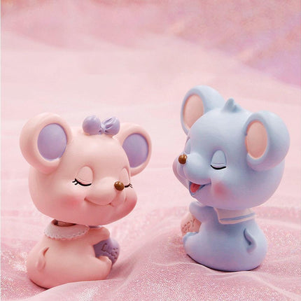 Resin Cartoon Nodding Mouse Car Dashboard Bedside Ornament 2020 New Year Gift-Blue