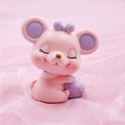 Resin Cartoon Nodding Mouse Car Dashboard Bedside Ornament 2020 New Year Gift-Blue