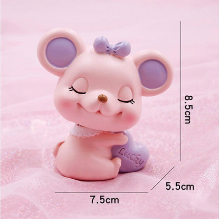 Resin Cartoon Nodding Mouse Car Dashboard Bedside Ornament 2020 New Year Gift-Blue