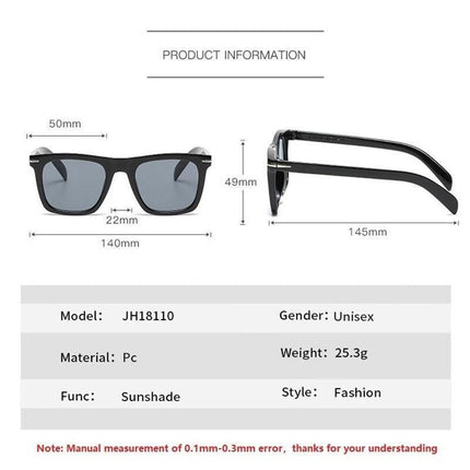 Classic Rivet Square Sunglasses Men Luxury Brand Design Beckham Driving Glasses Vintage Sun Glasses Eyewear - Black Yellow
