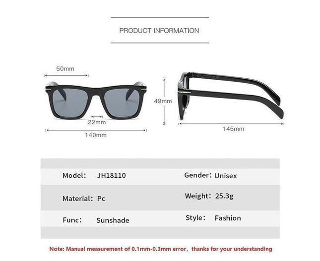 Classic Rivet Square Sunglasses Men Luxury Brand Design Beckham Driving Glasses Vintage Sun Glasses – product detail