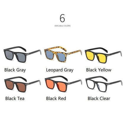 Classic Rivet Square Sunglasses Men Luxury Brand Design Beckham Driving Glasses Vintage Sun Glasses Eyewear - Black Yellow