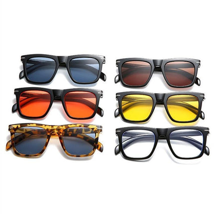 Classic Rivet Square Sunglasses Men Luxury Brand Design Beckham Driving Glasses Vintage Sun Glasses Eyewear - Black Yellow